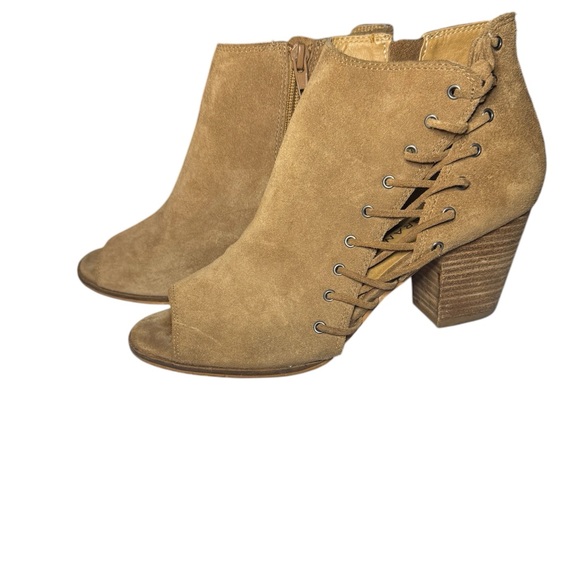 Lucky Brand Hartley Brown Suede Lace-Up Peep-Toe Ankle Boots Size 7.5. - Picture 4 of 10